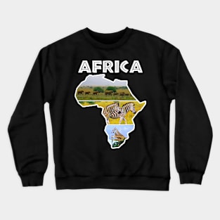 African Wildlife Continent Collage Crewneck Sweatshirt